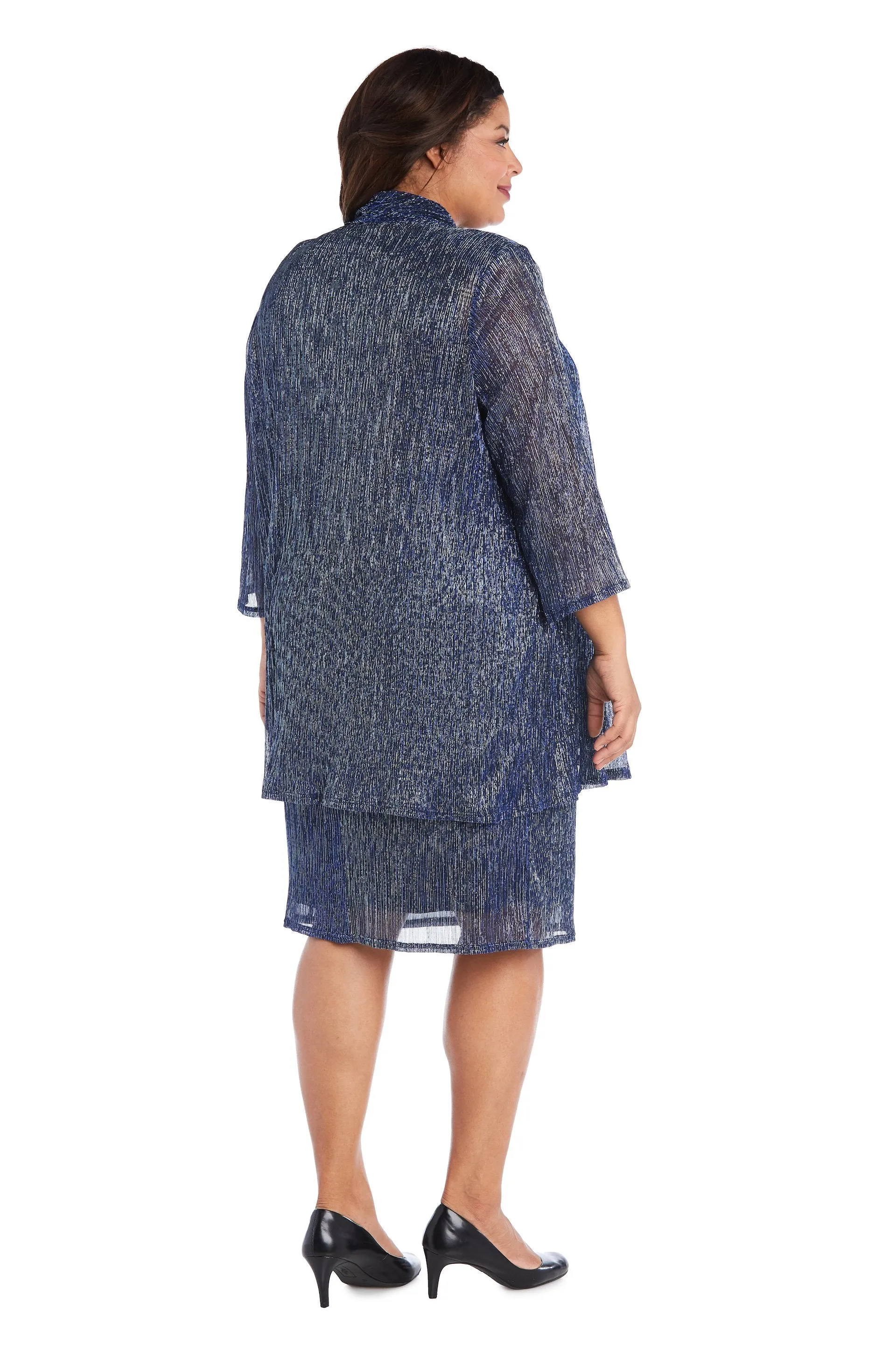 2pc Flyaway Metallic Jacket Dress