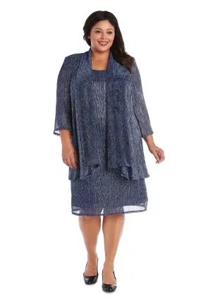 2pc Flyaway Metallic Jacket Dress