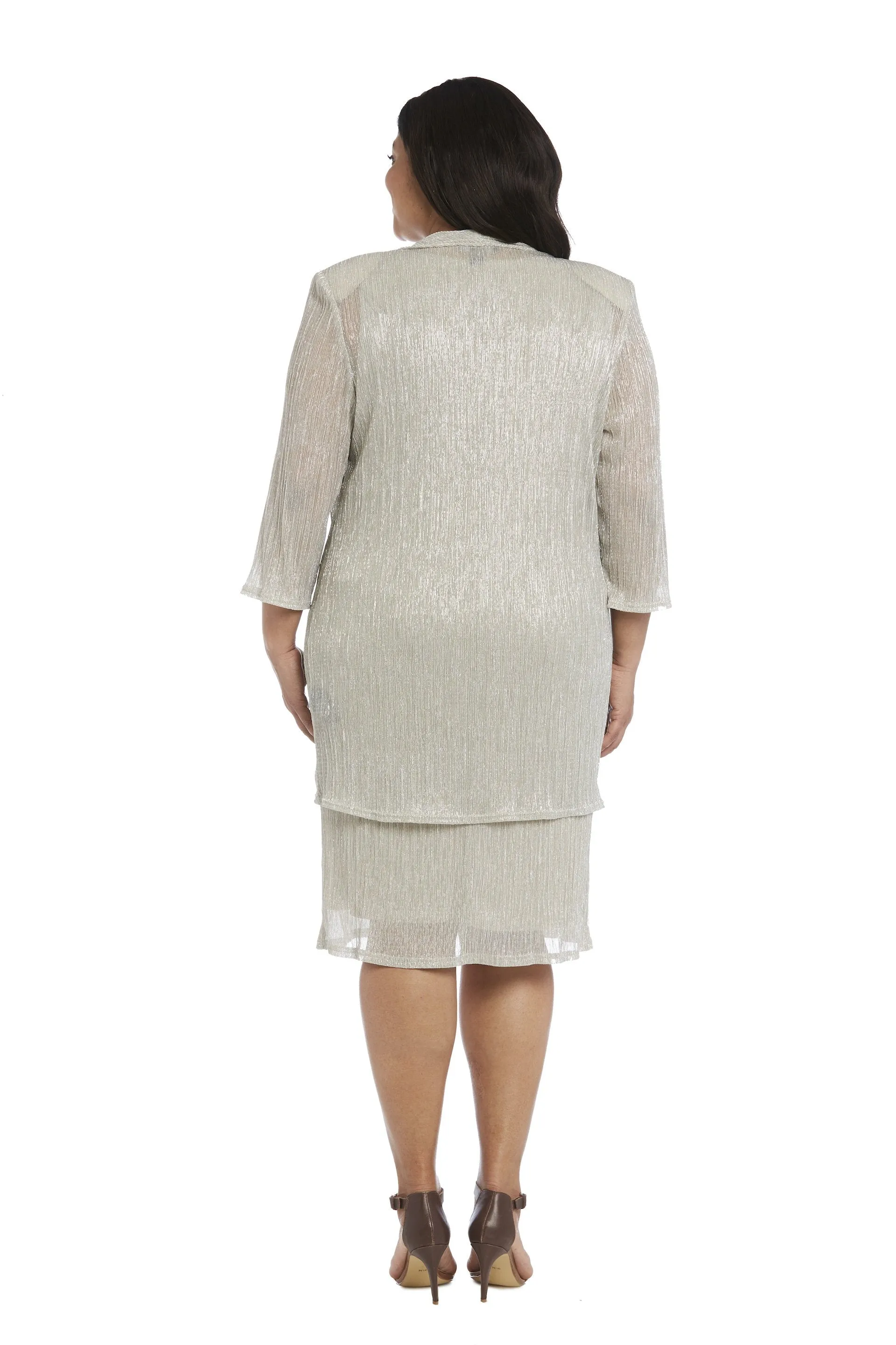 2pc Flyaway Metallic Jacket Dress