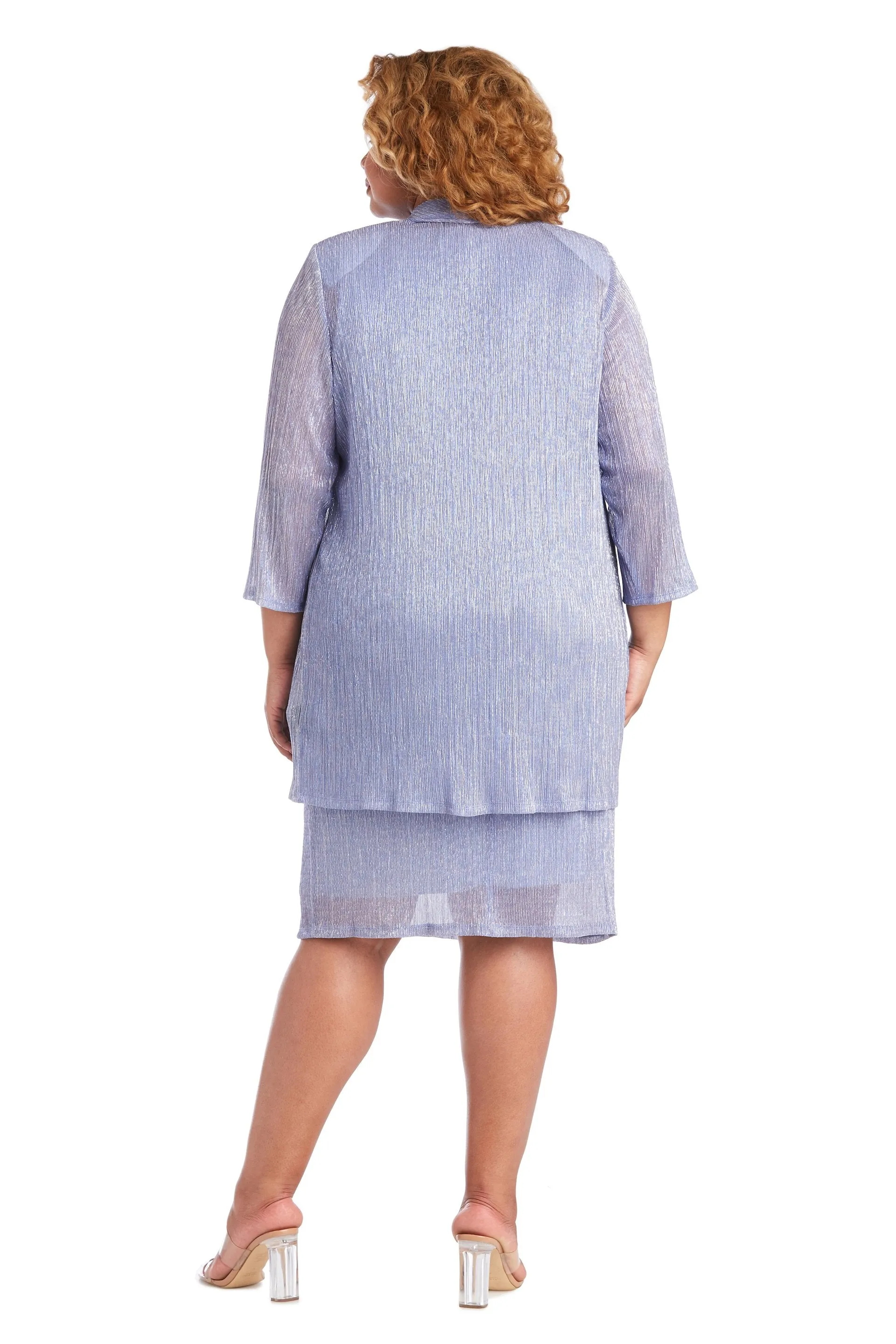 2pc Flyaway Metallic Jacket Dress