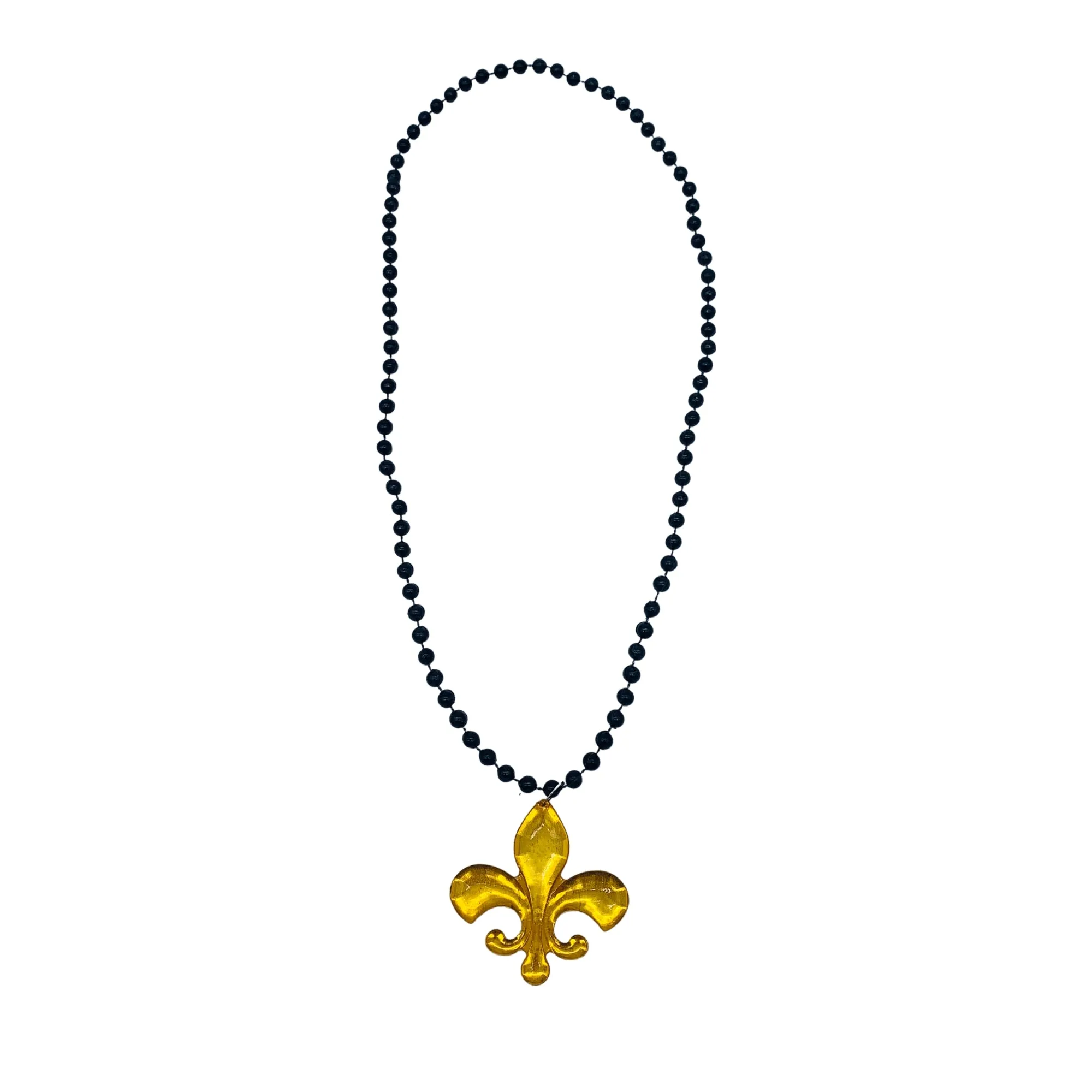 33" 7mm Black with Acrylic Fleur de Lis Pendant (Each)