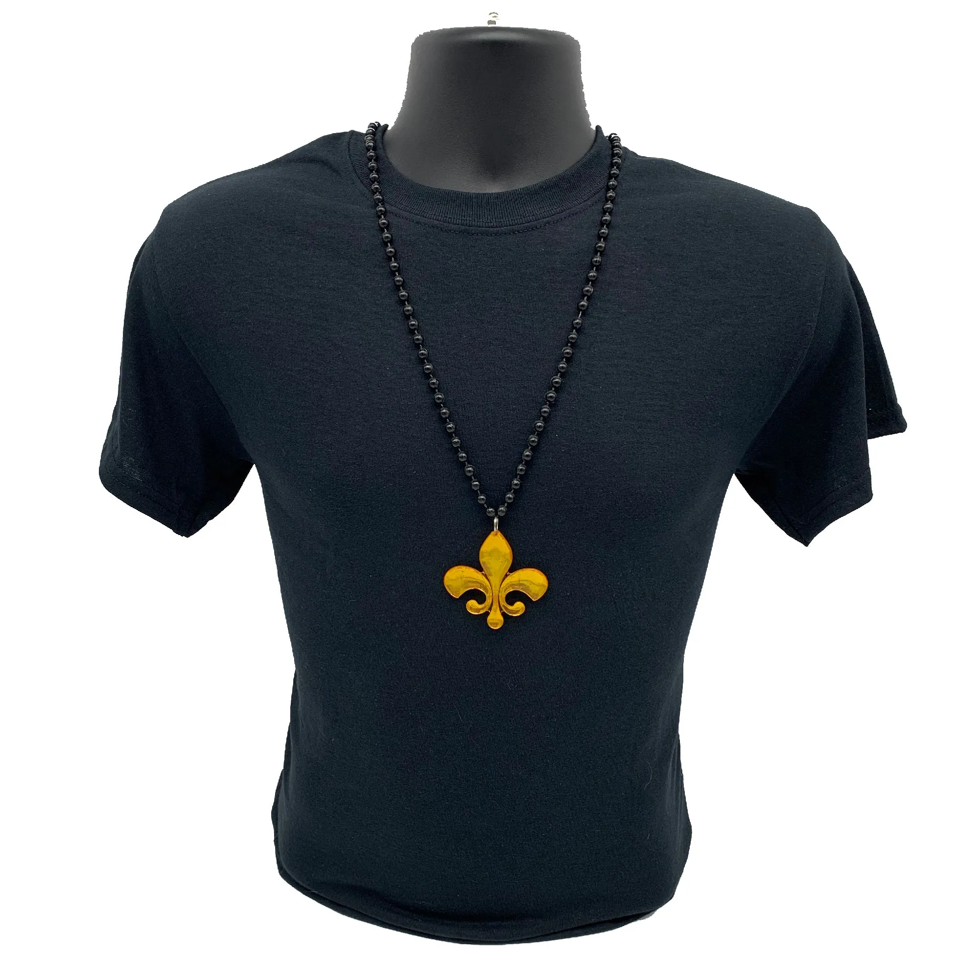33" 7mm Black with Acrylic Fleur de Lis Pendant (Each)