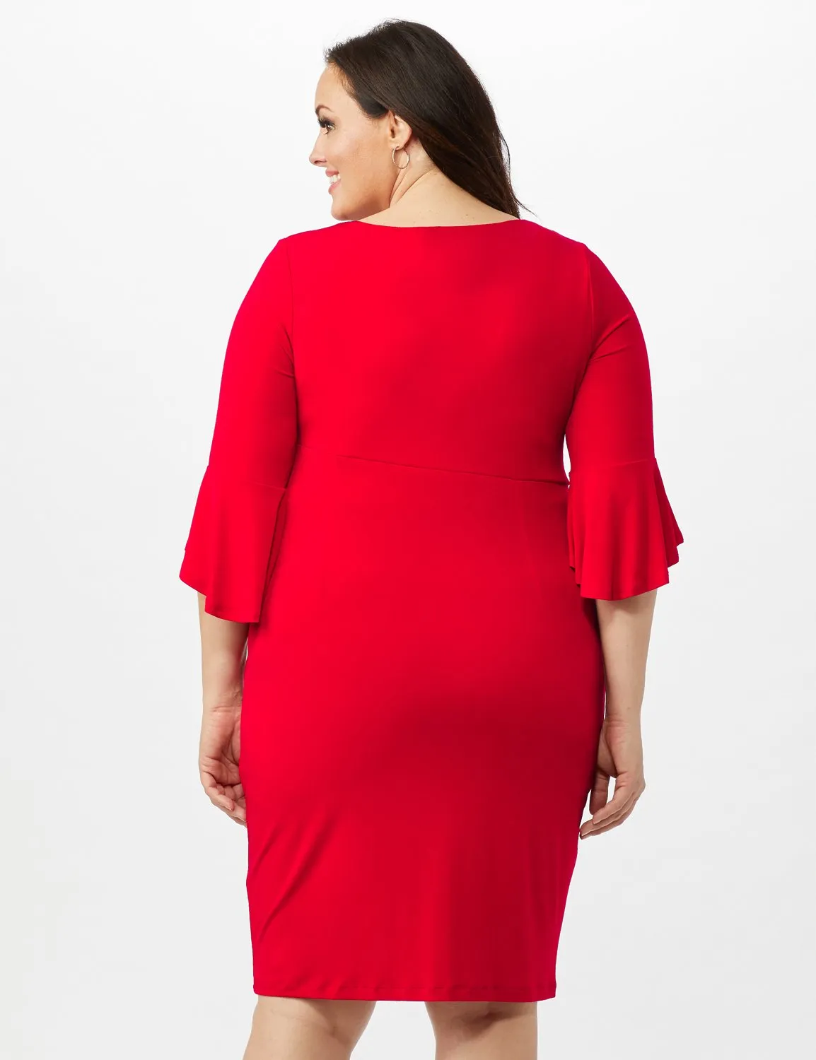 3/4 Flutter Sleeve Wrap Dress