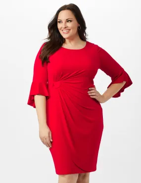 3/4 Flutter Sleeve Wrap Dress