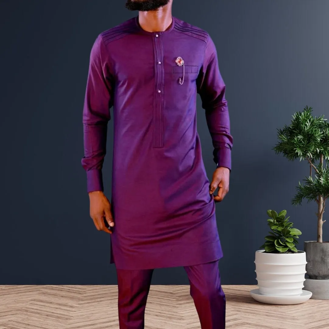 African Men's Kaftan | Custom Senator Wear | Purple
