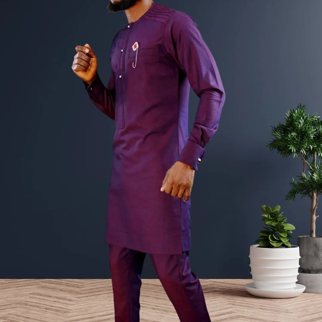African Men's Kaftan | Custom Senator Wear | Purple