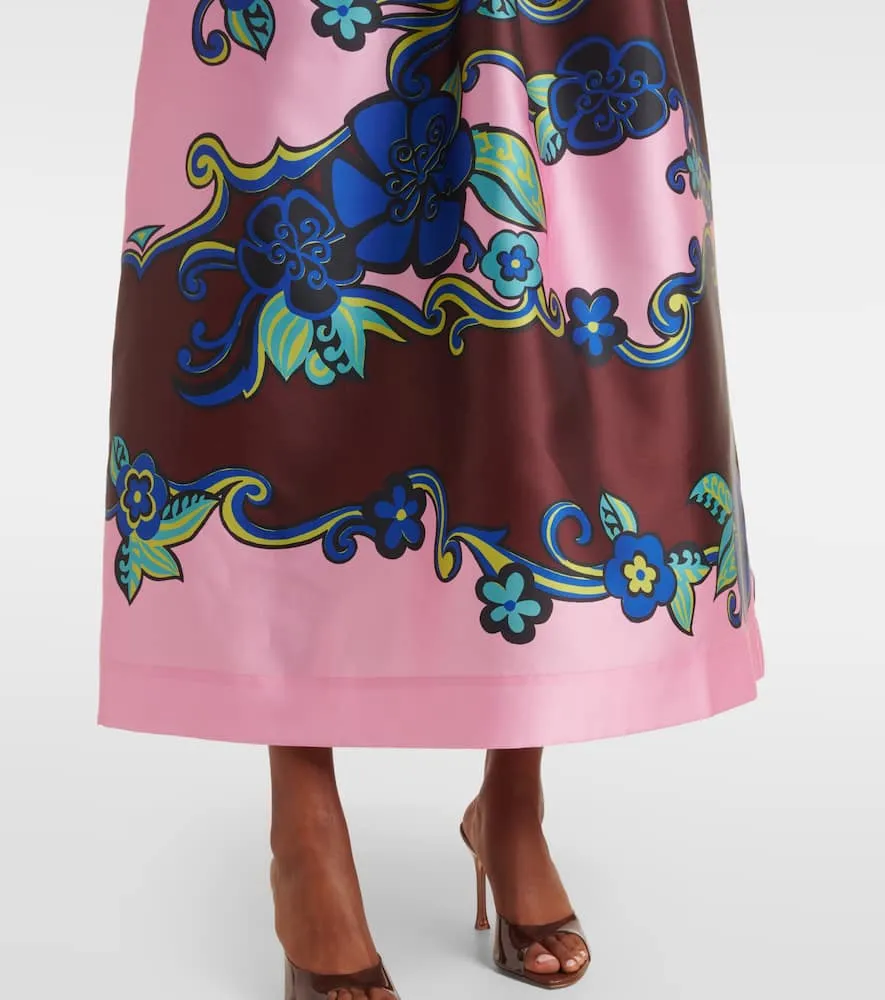 Al√É¬©mais Floral off-shoulder satin maxi dress