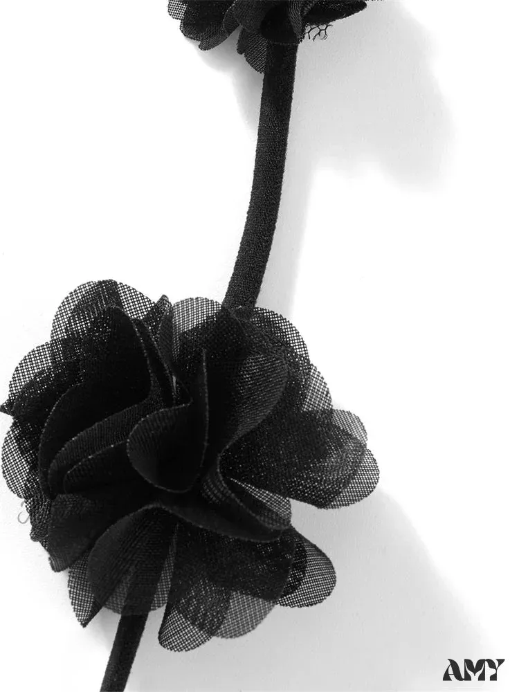 Amy Fashion - Satin Backless Spaghetti Strap  for Women Sexy Backless 3D Flower Tassels Party Cocktail Y2K Vestidos