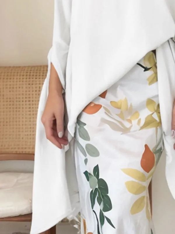 Batwing Sleeves Loose Floral See-Through Flower Round Collar Blouse