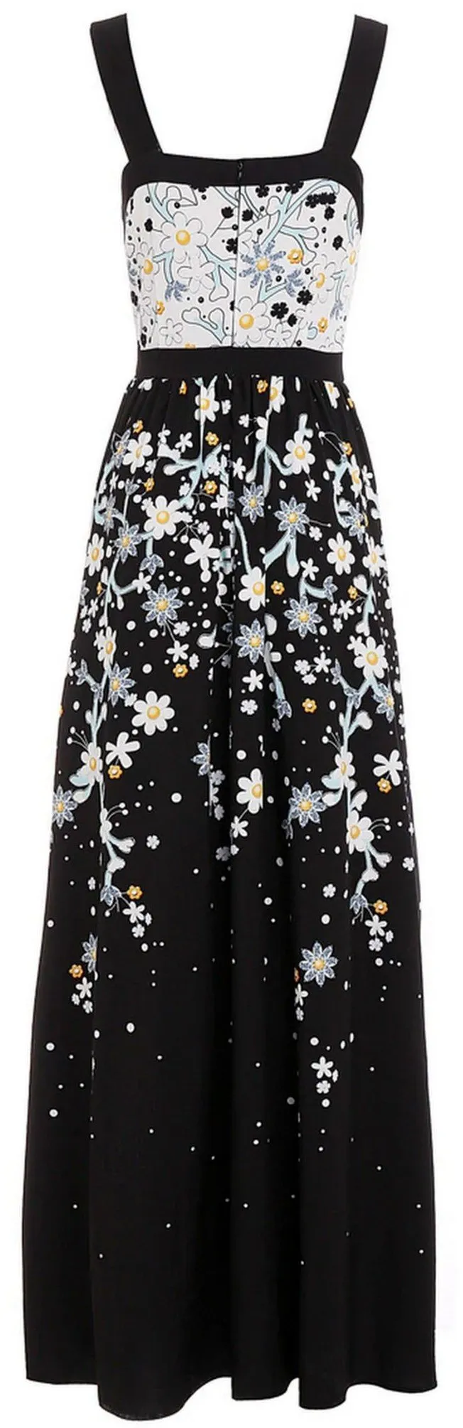 Bicolor Floral Print Maxi Dress