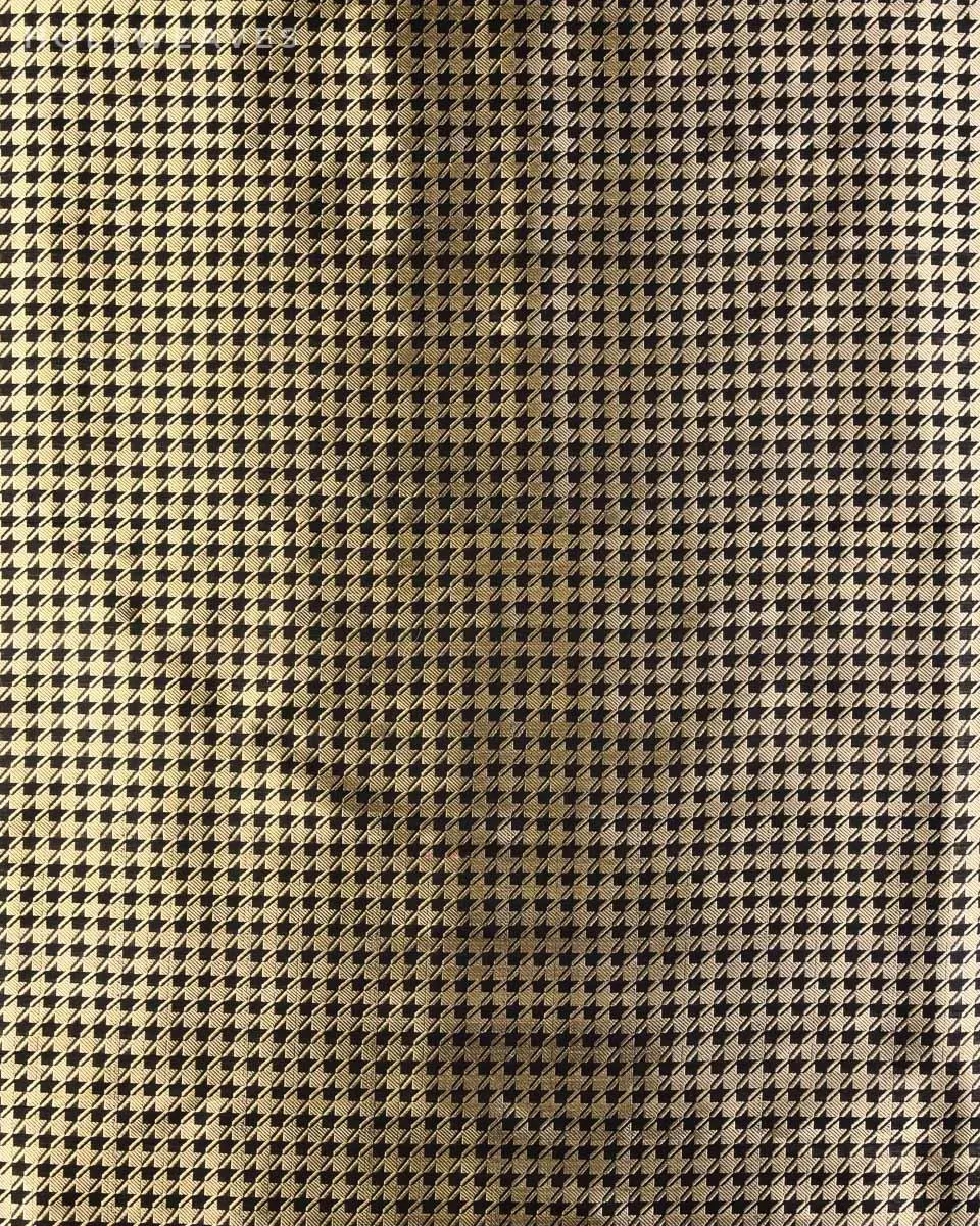 Black Banarasi Double Zari Houndstooth Brocade Handwoven Katan Silk Unisex Fabric