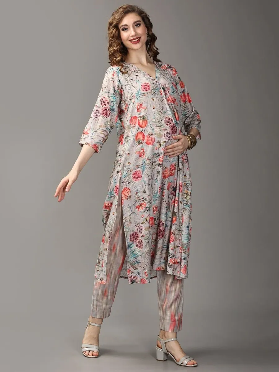 Blossom In My Garden Maternity and Nursing Kurta Set with Dupatta