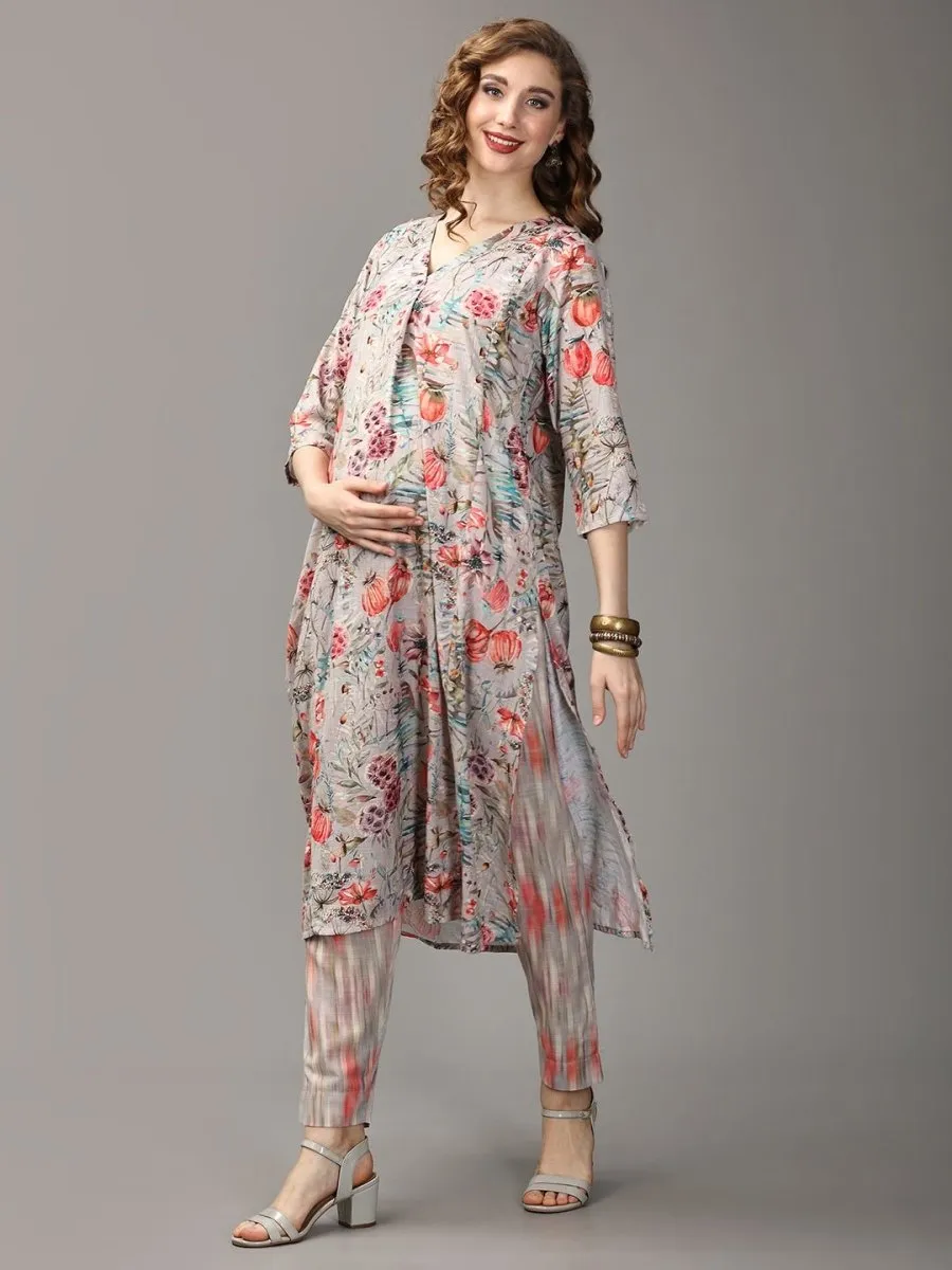 Blossom In My Garden Maternity and Nursing Kurta Set with Dupatta