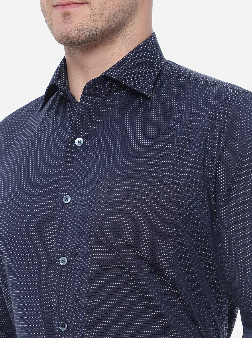 Blue   Printed Slim Fit Formal Shirt | Metal
