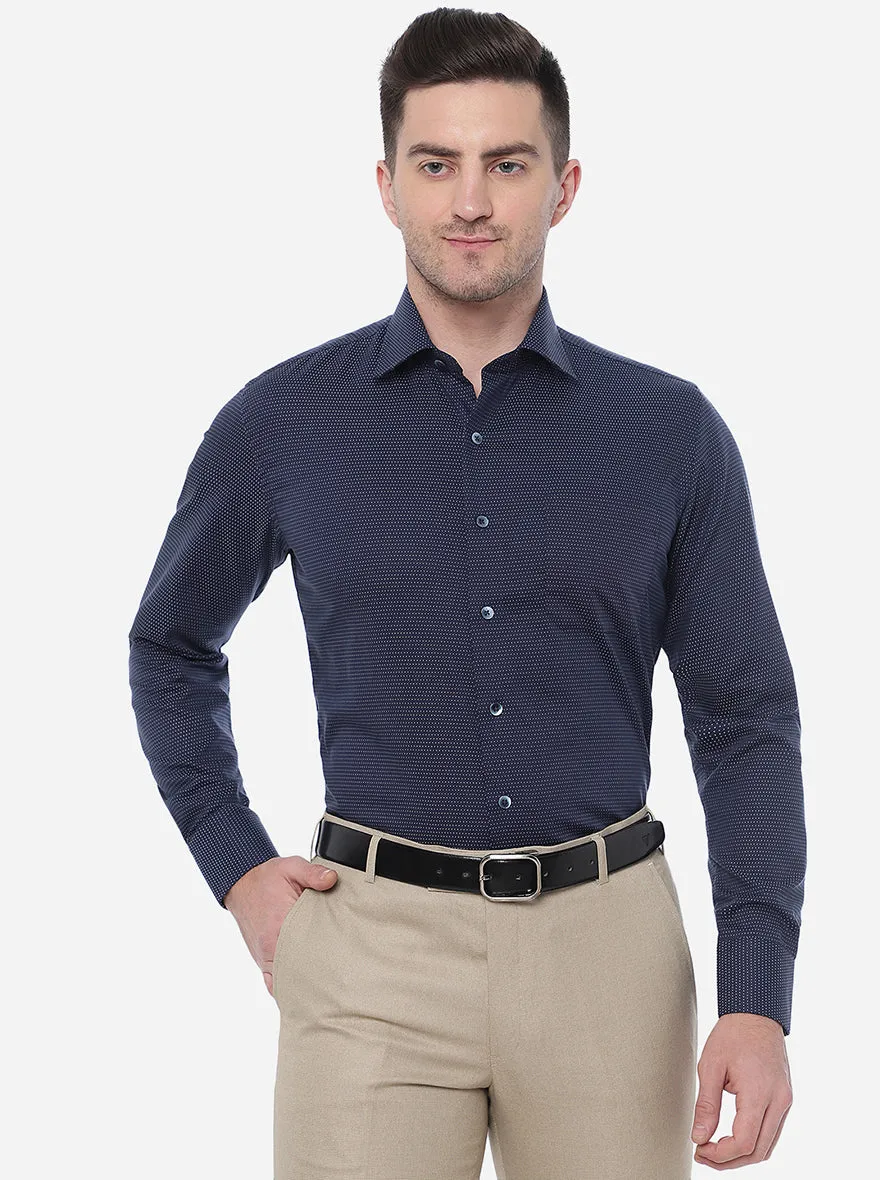 Blue   Printed Slim Fit Formal Shirt | Metal