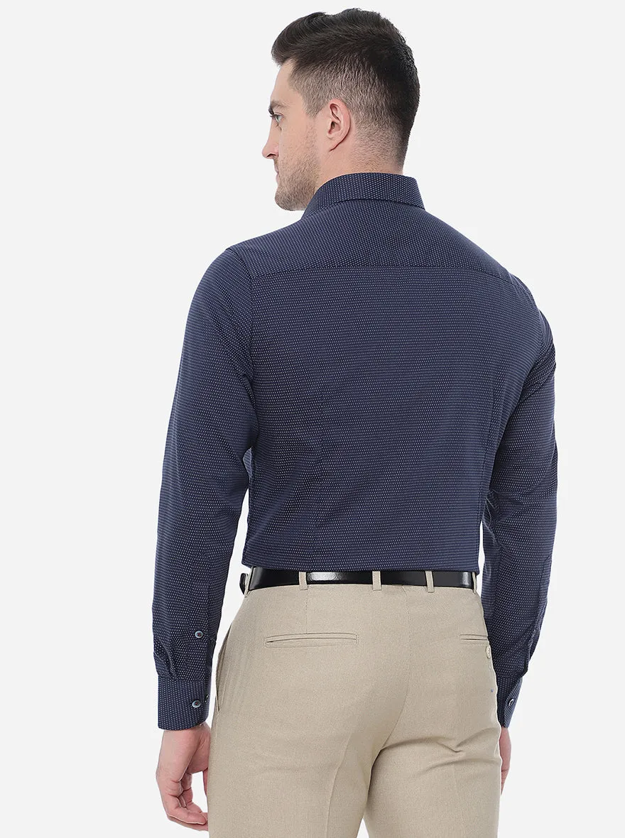 Blue   Printed Slim Fit Formal Shirt | Metal