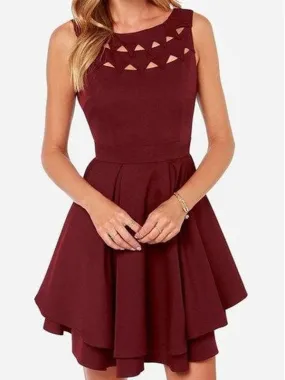 Bridelily A-Line Jersey Scoop Sleeveless Short/Mini With Ruffles Dresses