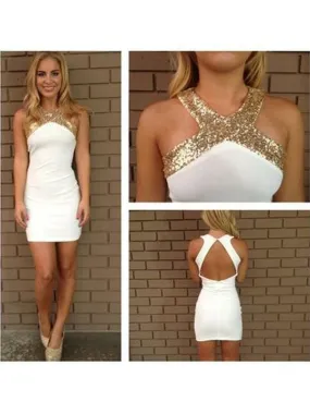 Bridelily A-Line Satin Halter Sleeveless Short/Mini With Beading Dresses