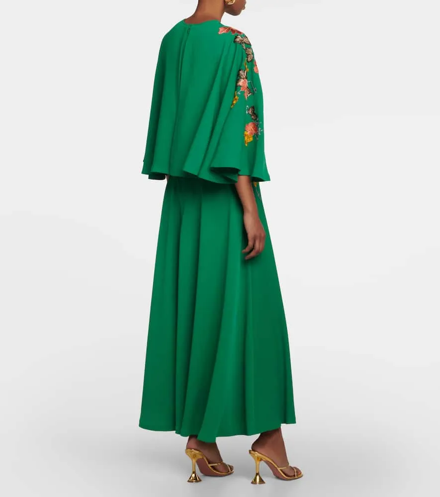 Costarellos Zinnia embroidered cape maxi dress