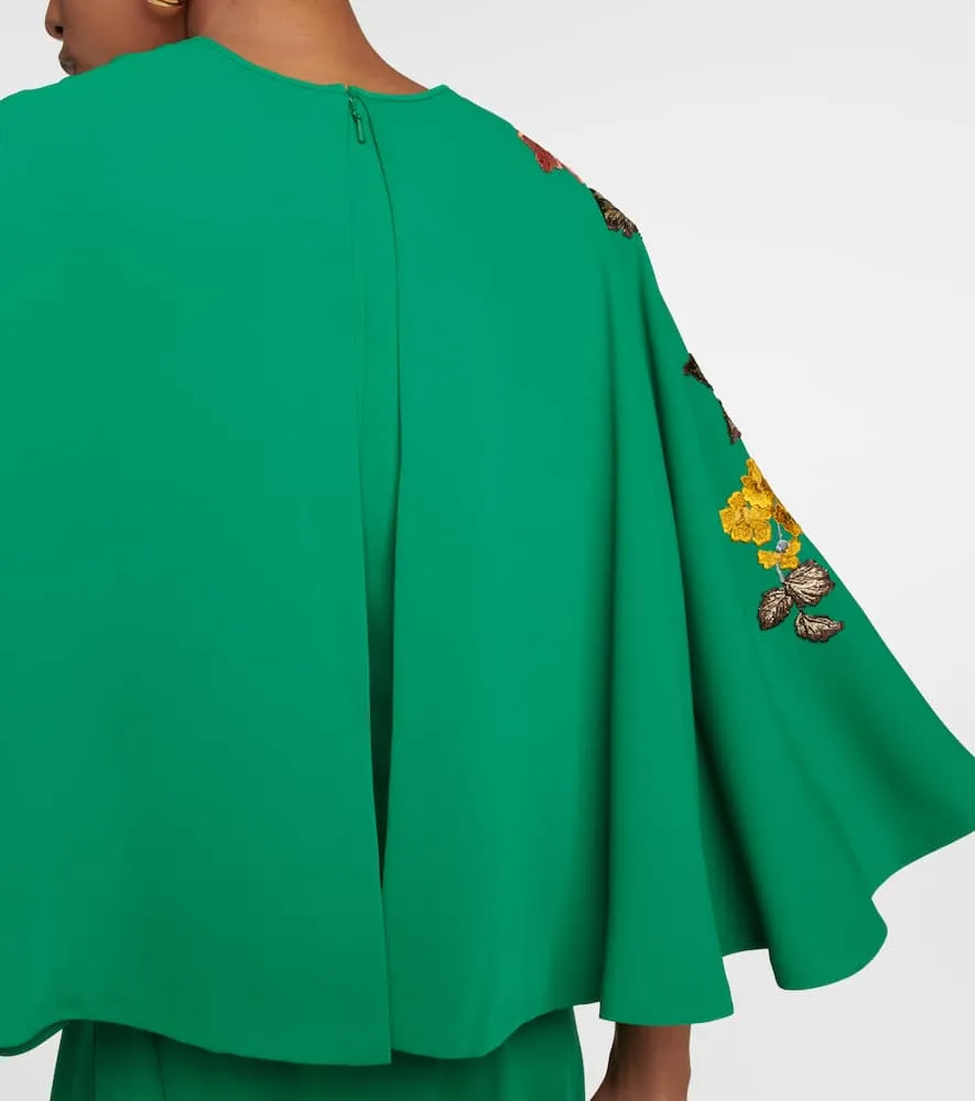 Costarellos Zinnia embroidered cape maxi dress