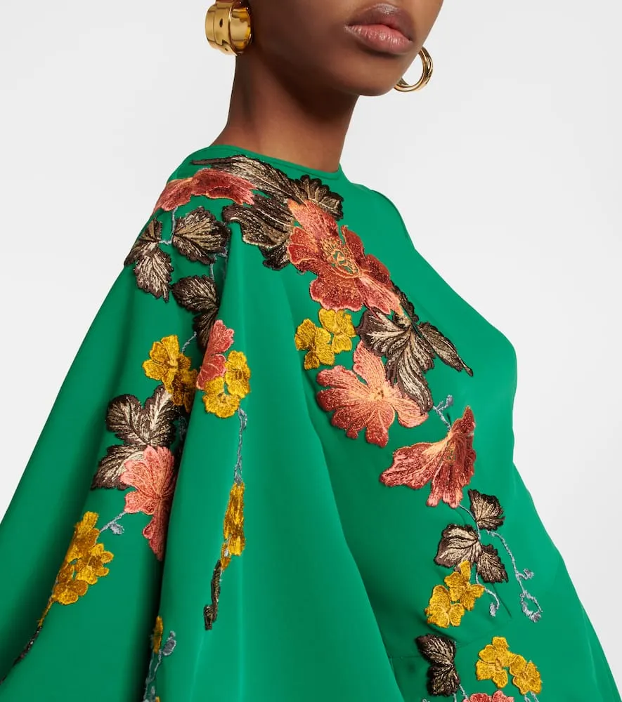 Costarellos Zinnia embroidered cape maxi dress