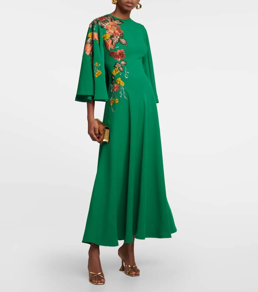 Costarellos Zinnia embroidered cape maxi dress