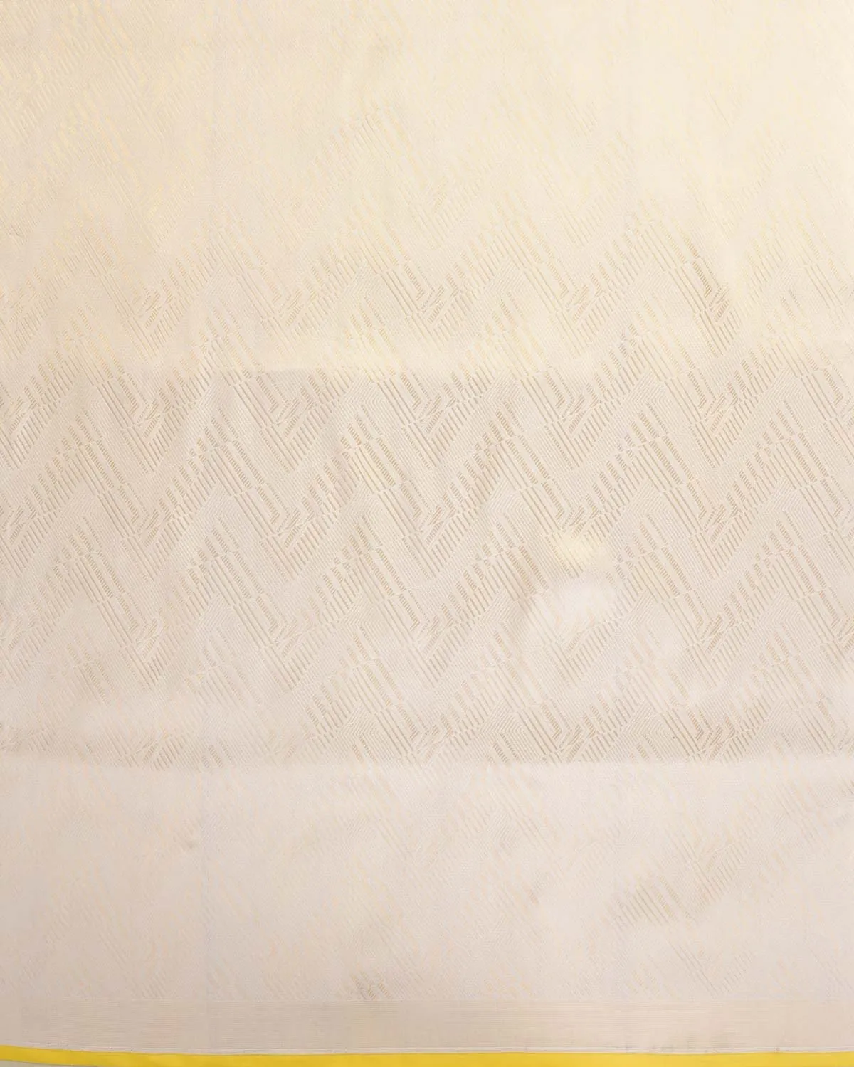 Cream Banarasi Gold Zari Glitch Chevron Brocade Handwoven Katan Silk Saree