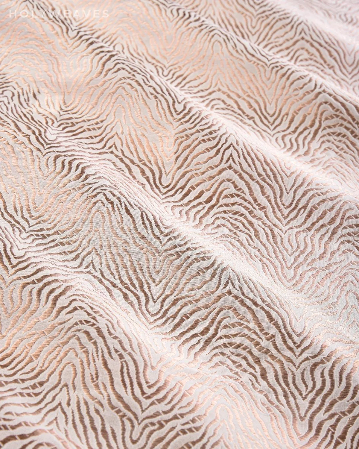 Cream Banarasi RB Tiger Brocade Handwoven Katan Silk Fabric