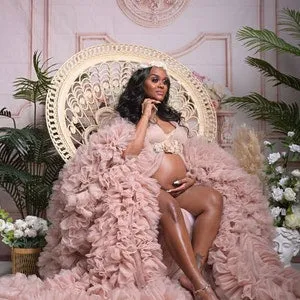Designarche Light Onion Pink Maternity Tule Robe
