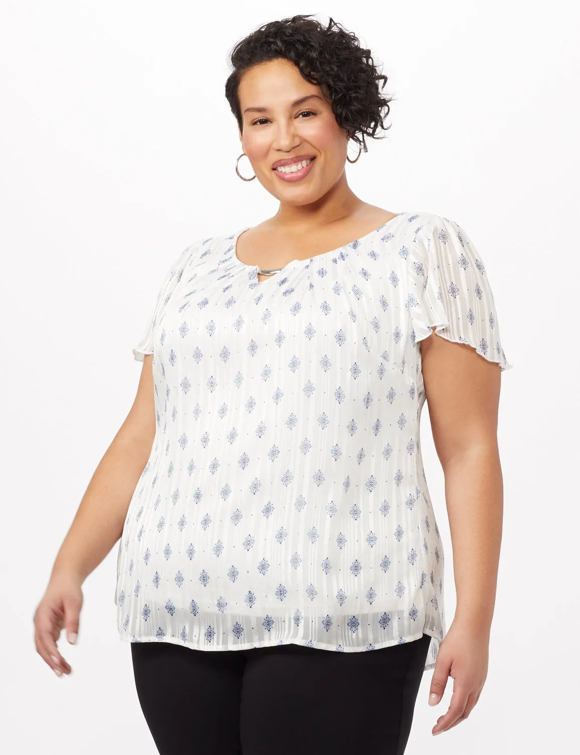 Diamond Print Lurex Blouse