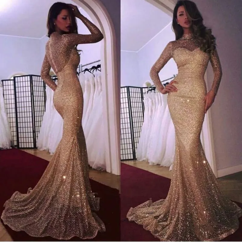 Glamorous Long Sleeve Evening Dress | 2020 Mermaid Prom With Sequins