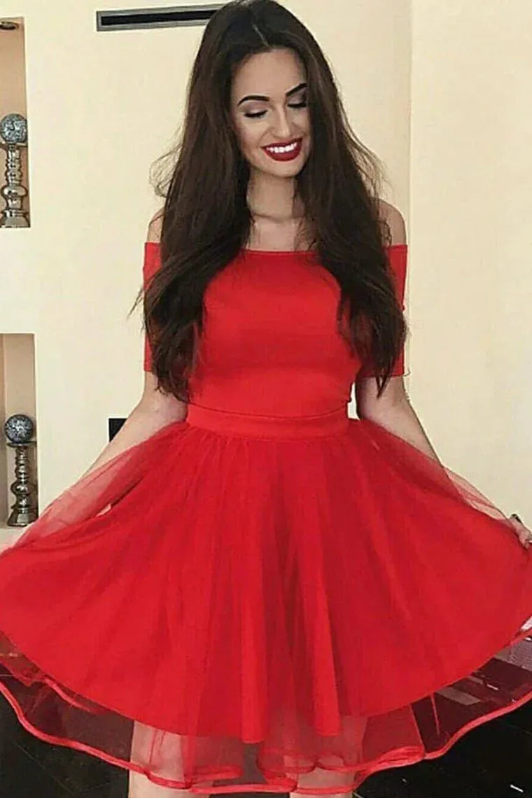 Homecoming Dresses Scoop Short/Mini Tulle With Beading