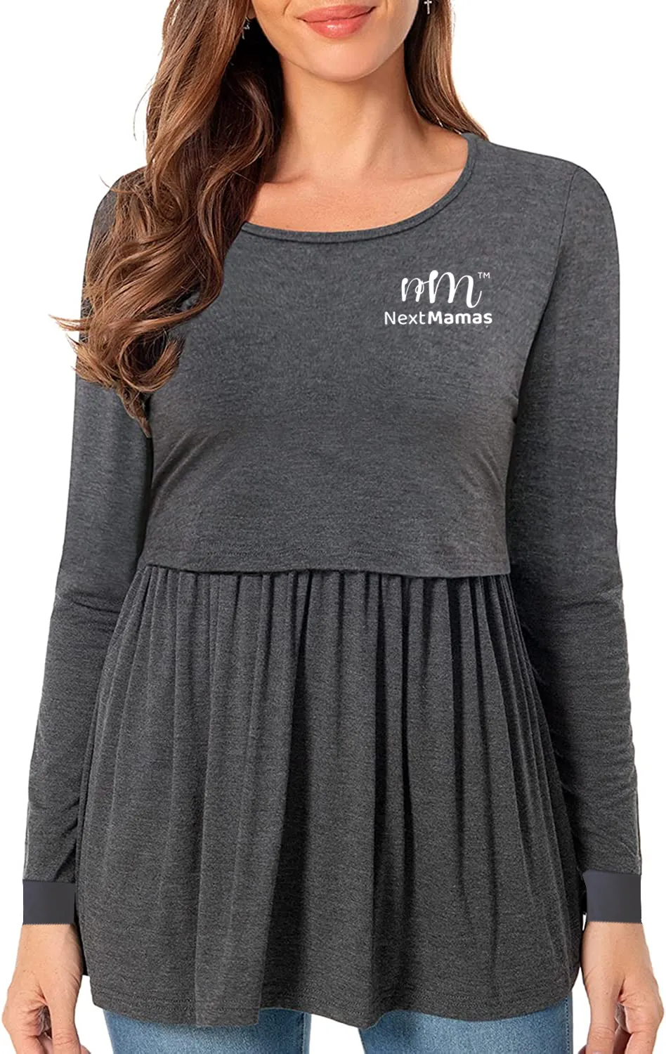 Long Sleeve Casual Maternity Dresses | Nursing Gown Breastfeeding Dress