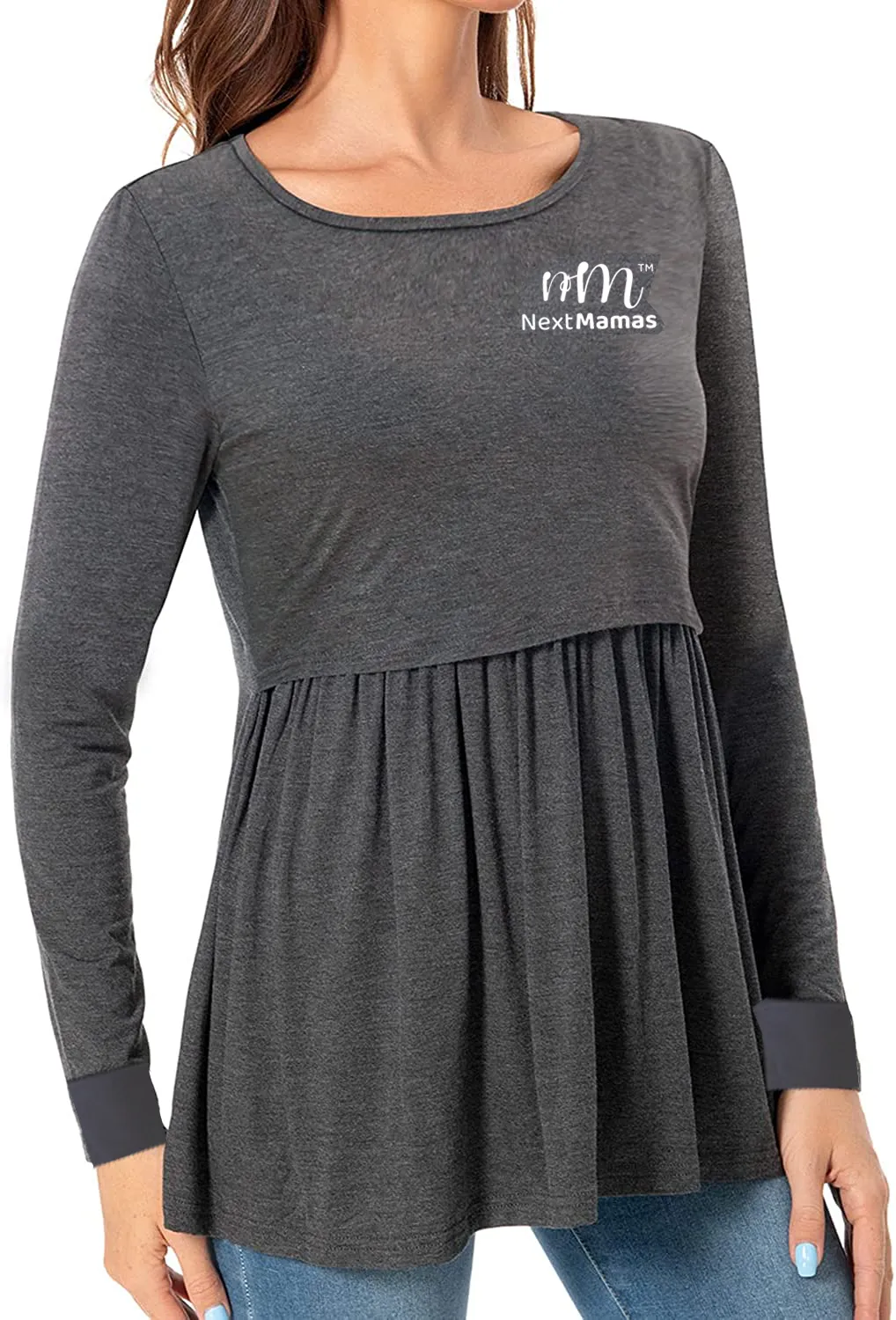 Long Sleeve Casual Maternity Dresses | Nursing Gown Breastfeeding Dress