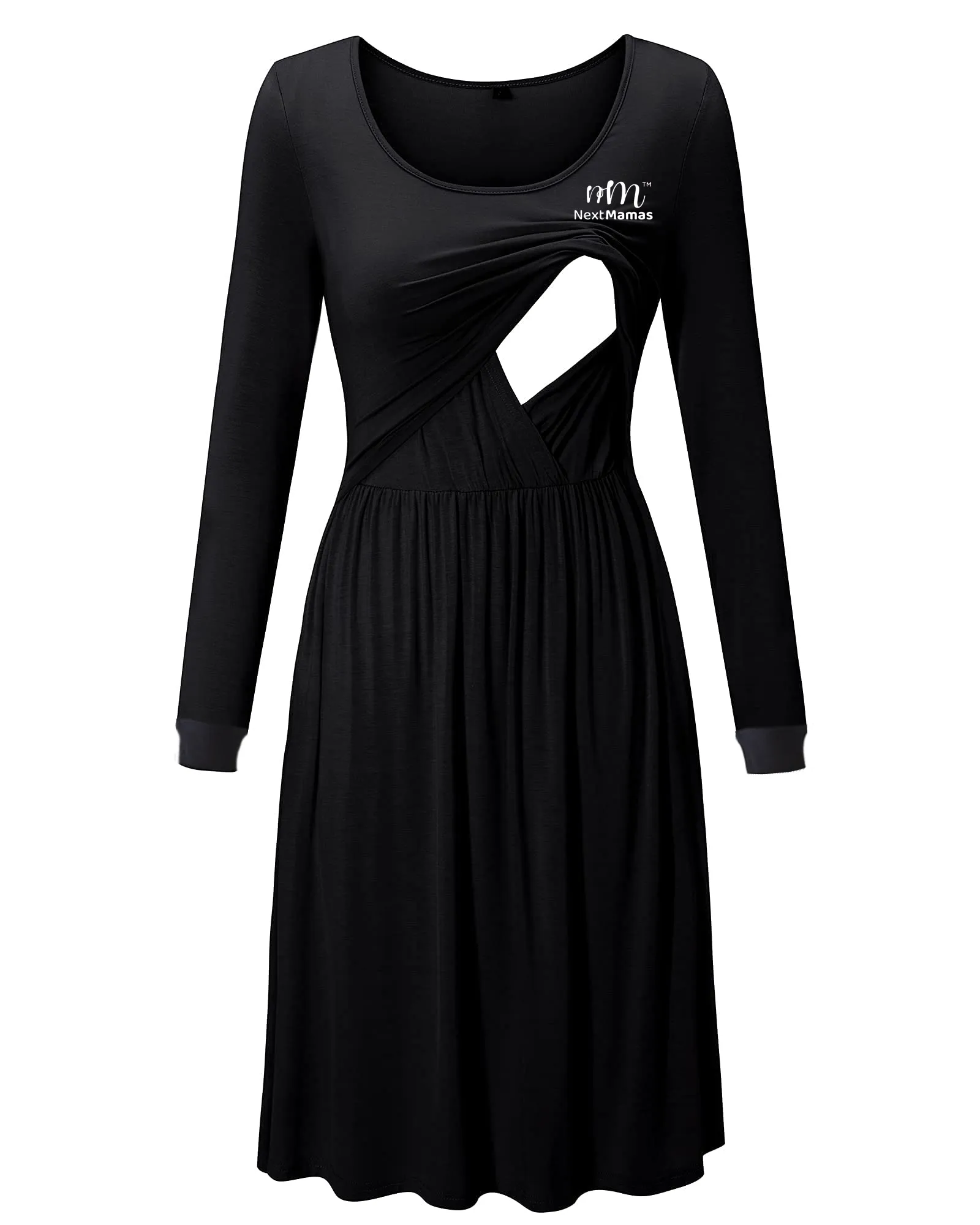 Long Sleeve Casual Maternity Dresses | Nursing Gown Breastfeeding Dress