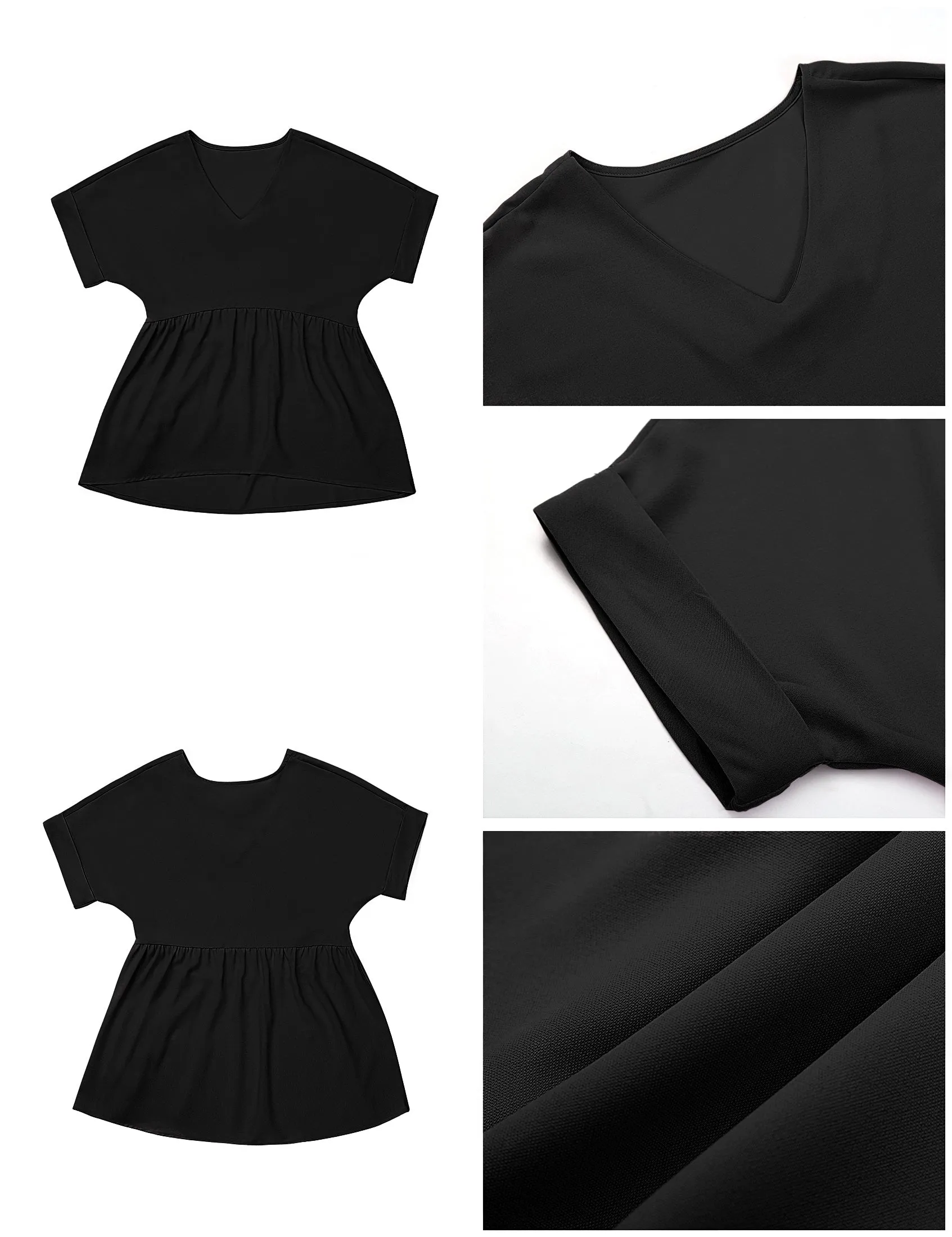 luvamia Blouses for Women Dressy Casual Babydoll Flowy Tops V Neck Tunic Tops Loose Fit Batwing Sleeves Summer
