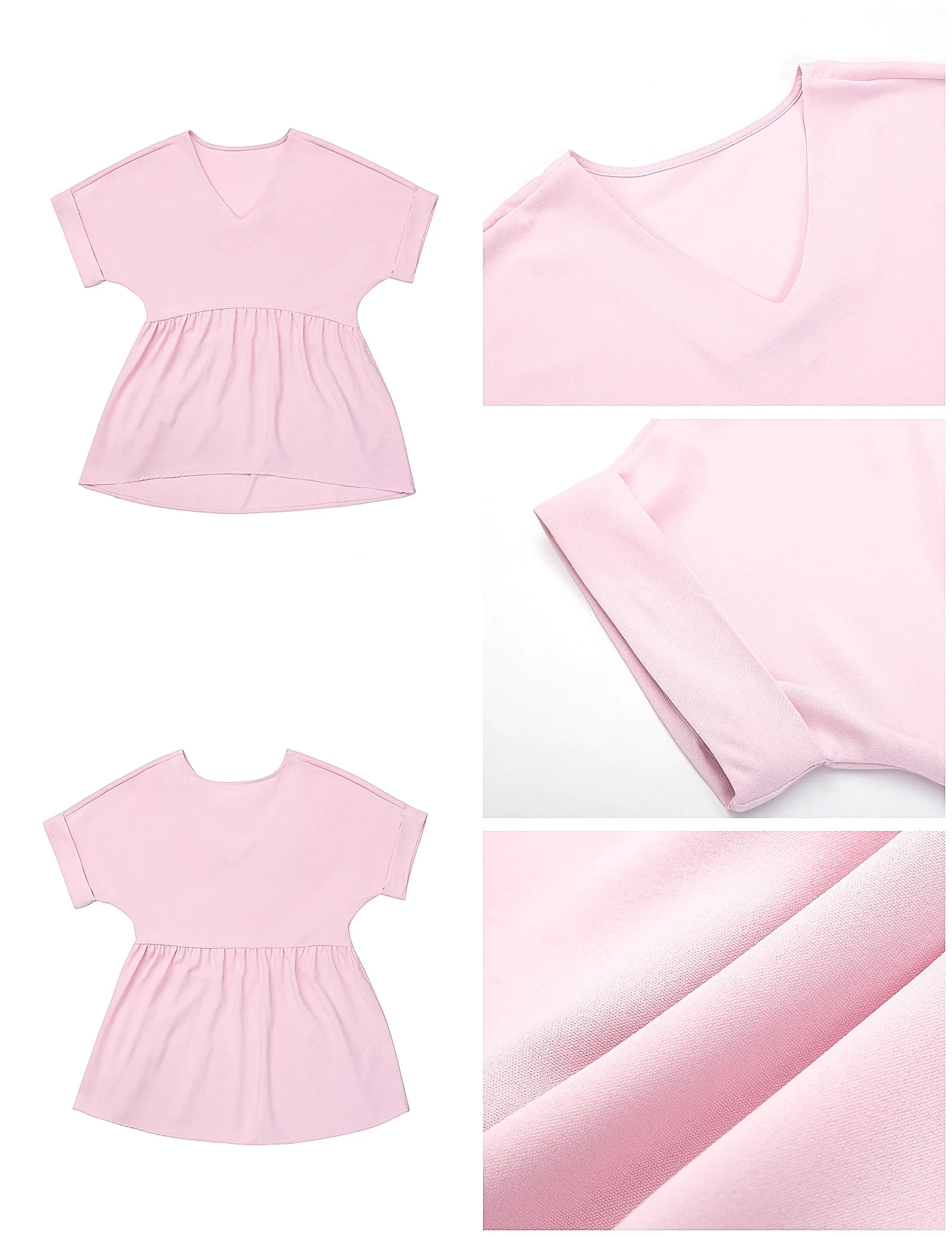 luvamia Blouses for Women Dressy Casual Babydoll Flowy Tops V Neck Tunic Tops Loose Fit Batwing Sleeves Summer