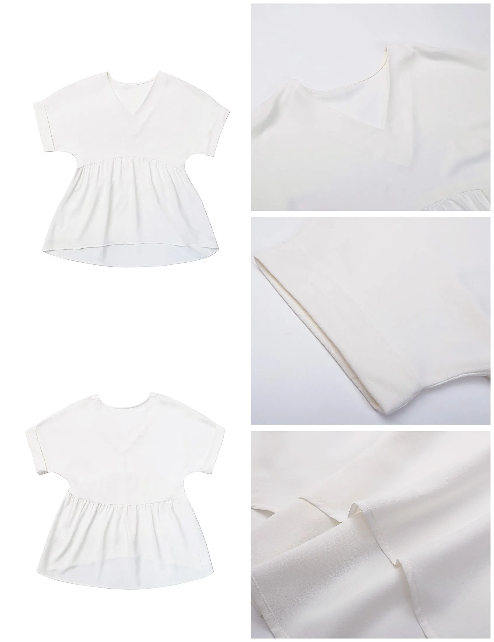 luvamia Blouses for Women Dressy Casual Babydoll Flowy Tops V Neck Tunic Tops Loose Fit Batwing Sleeves Summer