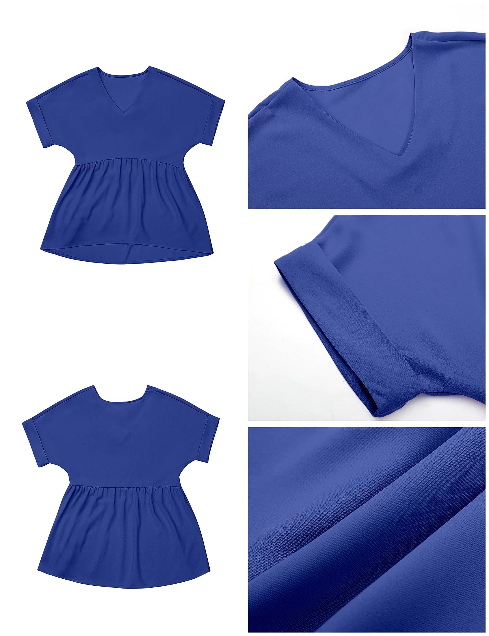 luvamia Blouses for Women Dressy Casual Babydoll Flowy Tops V Neck Tunic Tops Loose Fit Batwing Sleeves Summer