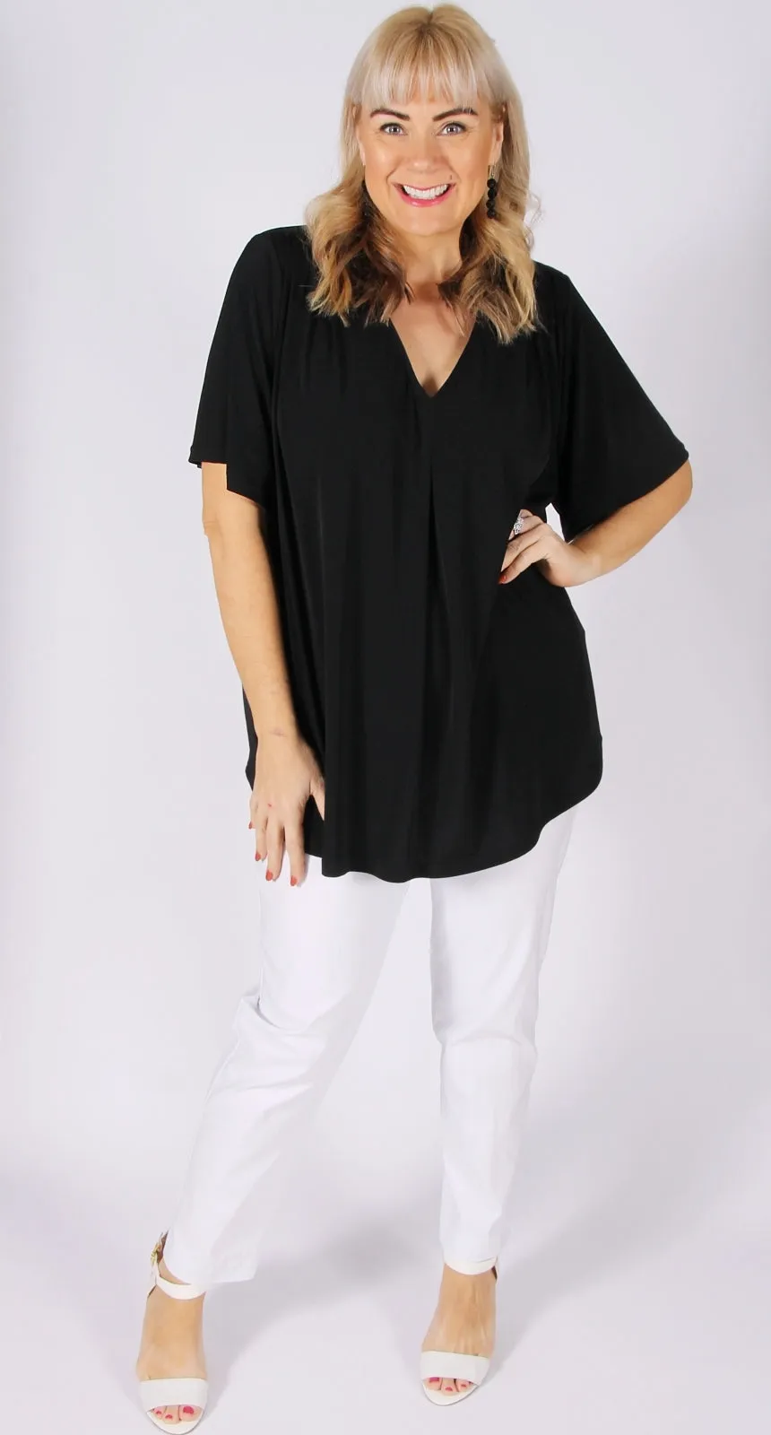 Pia Pleat Front Top Black