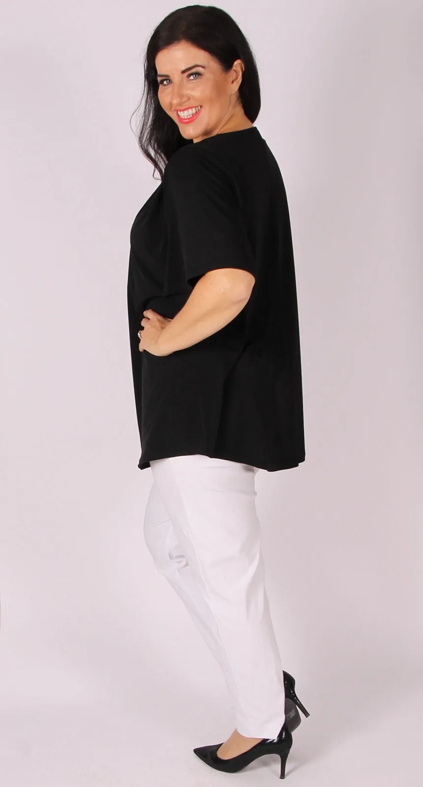 Pia Pleat Front Top Black