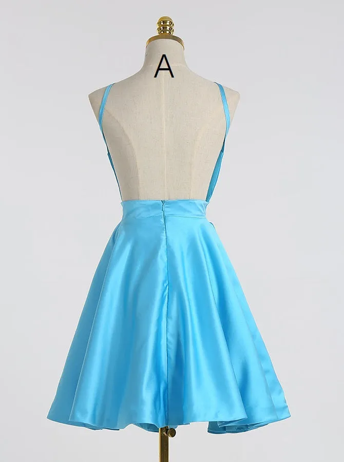 Pink Homecoming Dresses,Modest Cocktail Dresses,Backless Cocktail Dress,CD00055