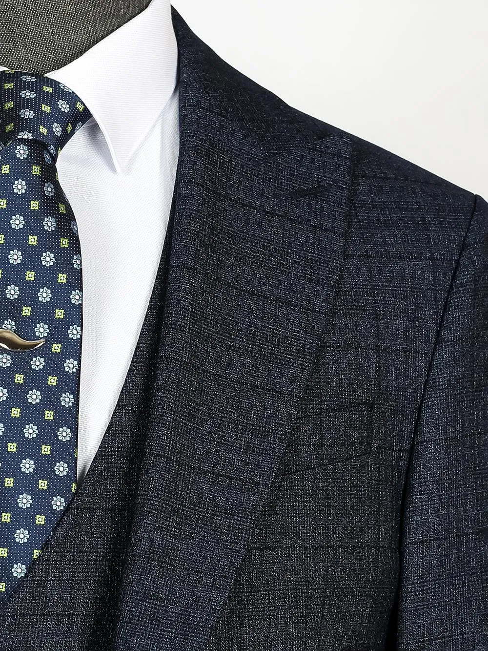 Three Pieces Of Navy Black Stripes Bespoke Men Suit Tailored