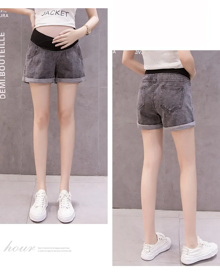 Wjczt 2022 Pregnant Women&#39;s Shorts Summer Wear Low-waisted Denim Shorts Summer Wear New Spring Loose Pants for Pregnant Women Clothe