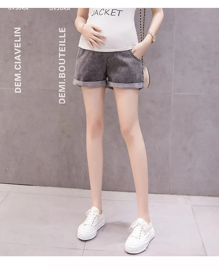 Wjczt 2022 Pregnant Women&#39;s Shorts Summer Wear Low-waisted Denim Shorts Summer Wear New Spring Loose Pants for Pregnant Women Clothe