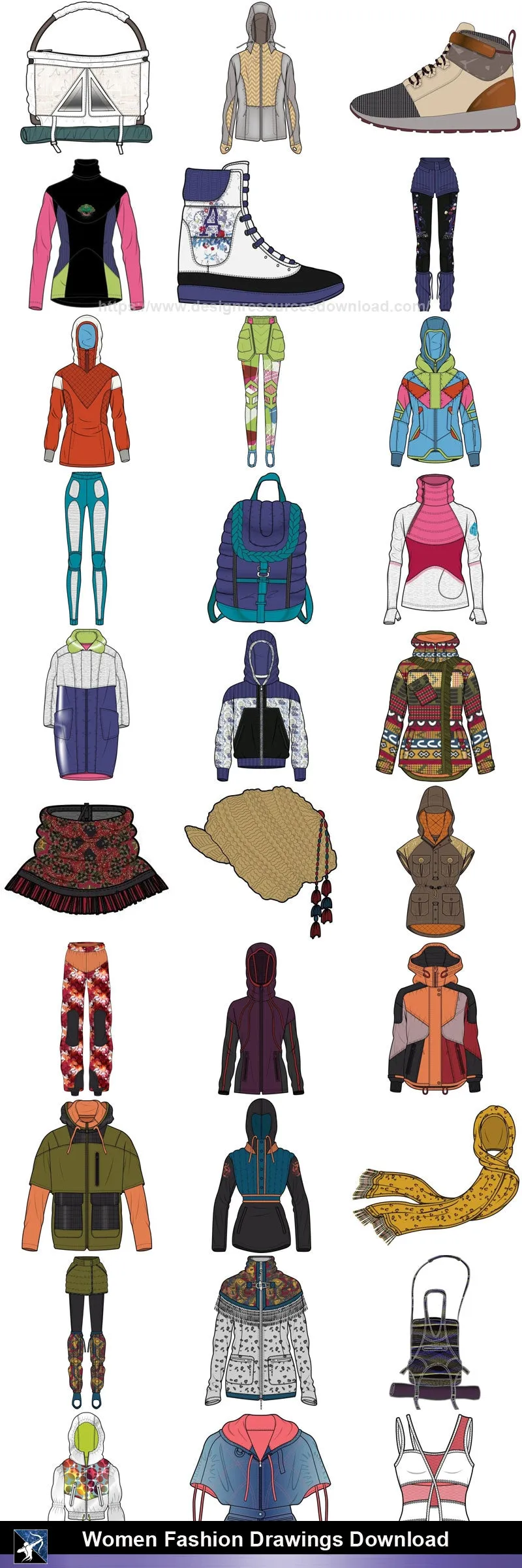 ★Women Fashion Drawings Download  V.2-Women Dresses,Tops,Skirts,Shoes Design Drawings