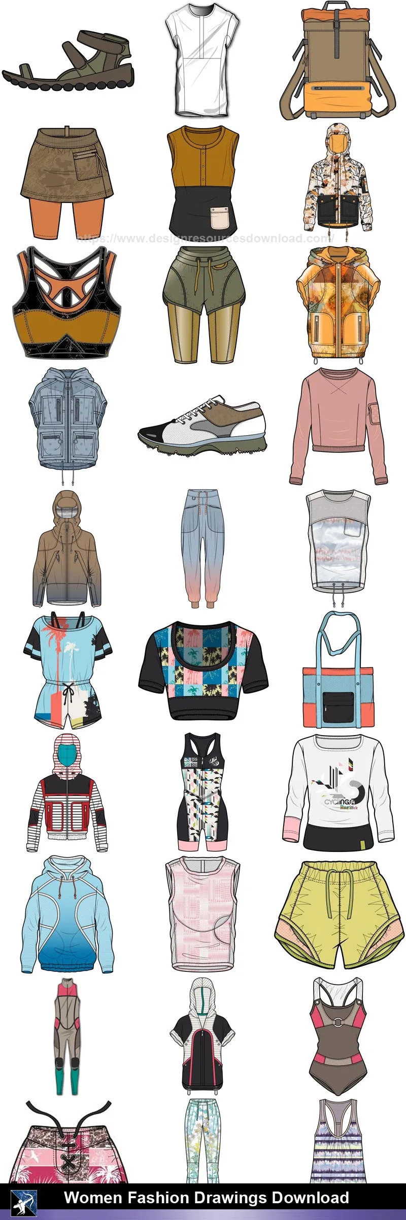 ★Women Fashion Drawings Download  V.2-Women Dresses,Tops,Skirts,Shoes Design Drawings